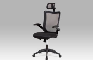 Kancelářská židle, houpací mech., černá MESH, plastový kříž