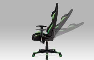 Kancelářská židle, houpací mech., černá + zelená látka, kovový kříž