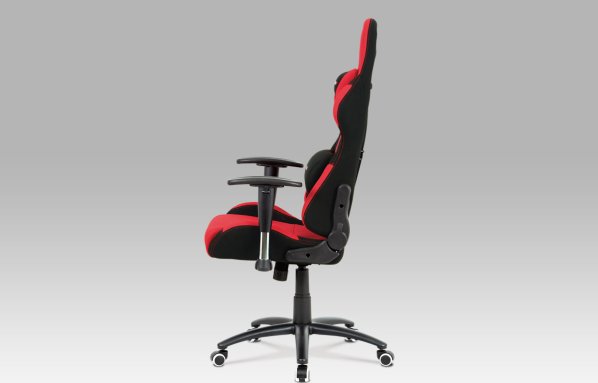 Kancelářská židle houpací mech., červená látka, plast. kříž