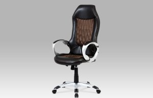 Kancelářská židle, koženka černá, látka hnědá