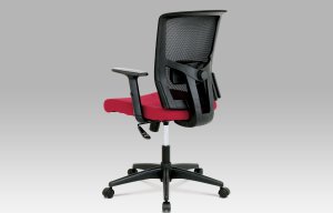Kancelářská židle, látka černá + vínová, houpací mechanismus