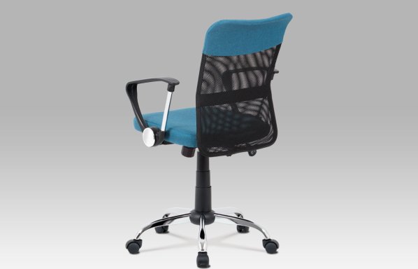 Kancelářská židle, modrá látka, černá MESH, houpací mech, kříž chrom
