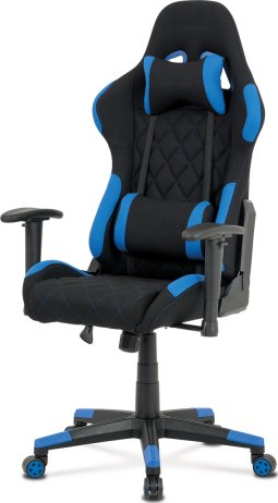 Kancelářská židle, modrá látka, houpací mech, kříž plast