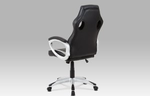 Kancelářská židle, šedá-černá ekokůže, houpací mech, kříž plast stříbrný