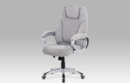 Kancelářská židle, šedá látka, kříž plast stříbrný, houpací mechanismus
