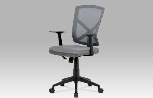Kancelářská židle, šedá MESH+síťovina, plastový kříž, houpací mechanismus