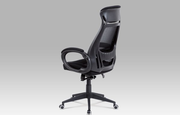 Kancelářská židle, synchronní mech., černá MESH / černá látka, plast. kříž