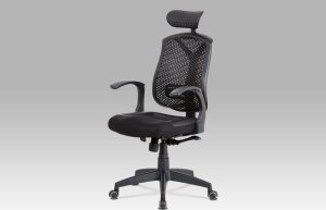 Kancelářská židle, synchronní mech., černá MESH, plastový kříž
