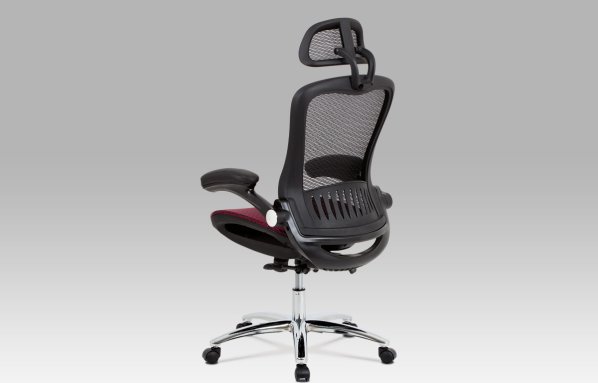 Kancelářská židle, synchronní mech., červená MESH, plast. kříž