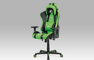 Kancelářská židle, zelená+černá ekokůže, houpací mech., plastový kříž