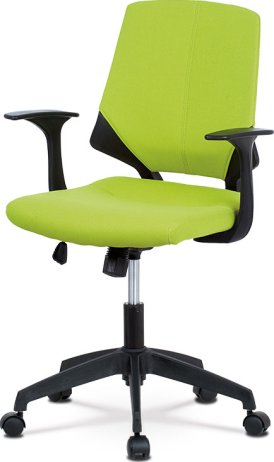 Kancelářská židle, zelená látka, černý PP, houpací mechanismus