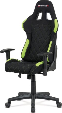 Kancelářská židle, zelená látka, houpací mech, kříž plast