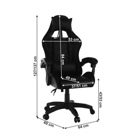 Kancelářské / herní křeslo MAFIRO s RGB LED podsvícením, černá