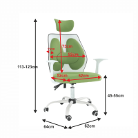 Kancelářské křeslo s opěrkou hlavy, zelená / bílá, BENNO UT-C568X