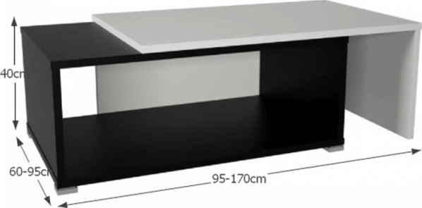 Konferenční rozkládací stolek DRON, černá / bílá
