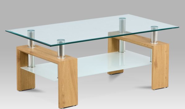 Konferenční stolek 110x60x45 cm, divoký dub / čiré sklo 8 mm