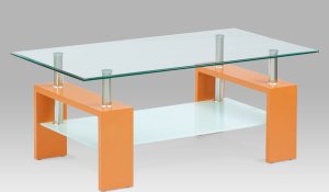 Konferenční stolek 110x60x45 cm, oranžová / čiré sklo 8 mm