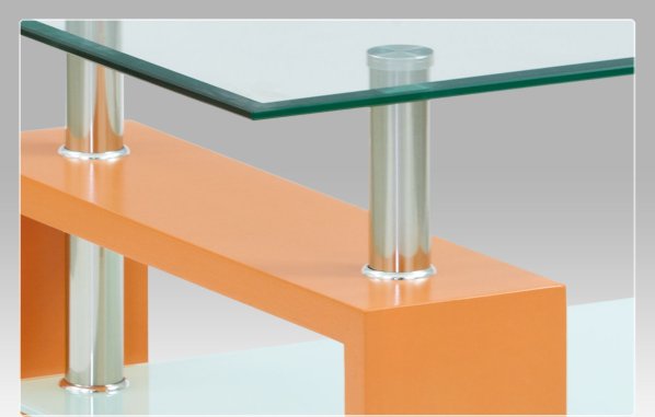Konferenční stolek 110x60x45 cm, oranžová / čiré sklo 8 mm