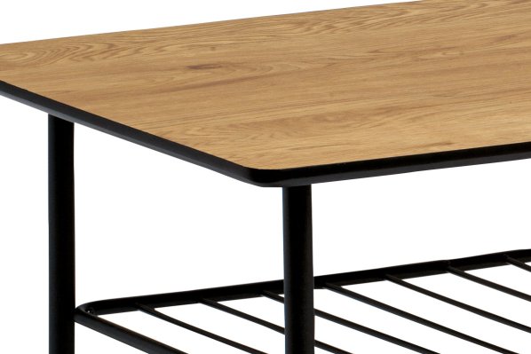 Konferenční stolek 110x60x45, tloušťka 25mm, MDF dekor divoký dub, kov černý matný lak