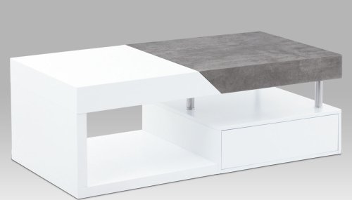 Konferenční stolek 120x60x42, MDF bílý mat/dekor beton