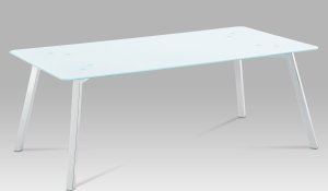 Konferenční stolek 120x65x45 cm, bílé sklo / chrom