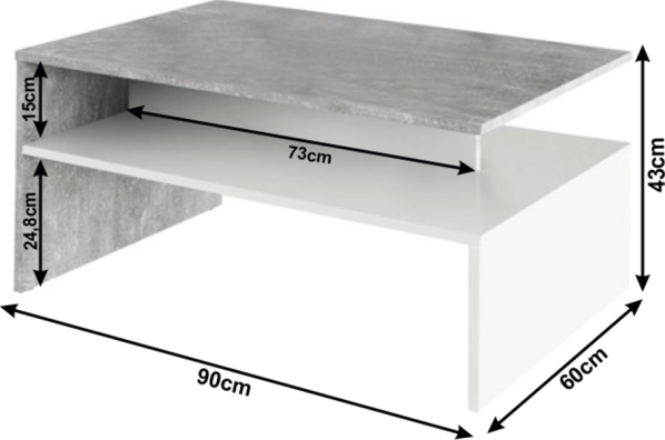 Konferenční stolek DAMOLI, beton / bílý