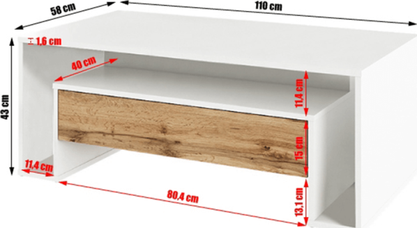 Konferenční stolek DAWSON, bílá/dub wotan
