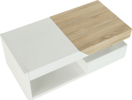 Konferenční stolek MELIDA, bílý lesk / dub sonoma