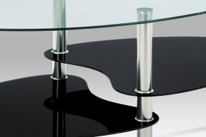 Konferenční stolek, čiré sklo / černé sklo / leštěný nerez