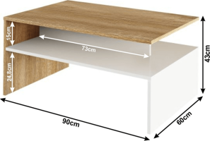 Konferenční stolek DAMOLI, dub sonoma / bílý