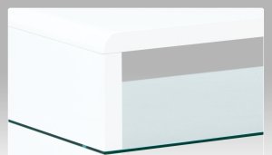 Konferenční stolek, MDF vysoký lesk bílý / čiré sklo