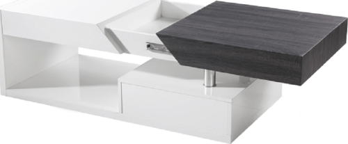 Konferenční stolek MELIDA, bílý lesk / šedočerná