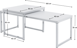 Set 2 konferenčních stolků MAGNO TYP 2, bílá matná / chrom