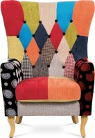Křeslo, látka patchwork, masiv přírodní kaučukovník
