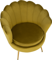 Art-deco křeslo NOBLIN, hořčicová Velvet látka/gold chrom