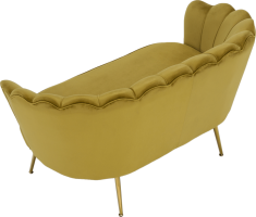 Art-deco pohovka NOBLIN, hořčicová Velvet látka / gold chrom