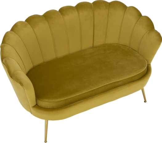 Art-deco pohovka NOBLIN, hořčicová Velvet látka / gold chrom