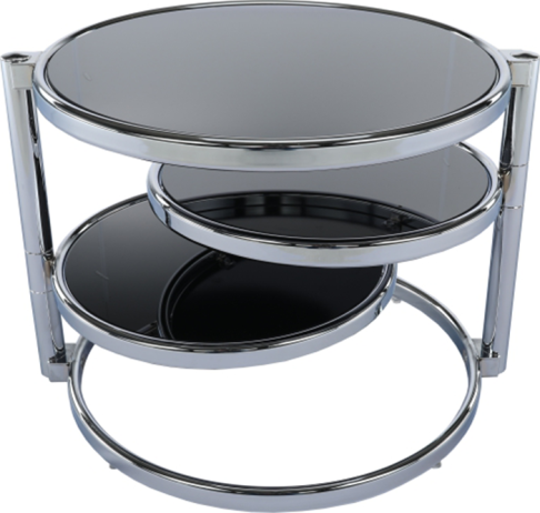 Otočný konferenční stolek MOIRA, černé sklo / chrom