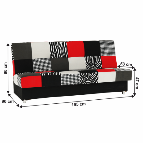 Pohovka, látka červená / šedá / černá, ALABAMA