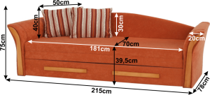 Pohovka, šenil oranžová/olše, PATRYK