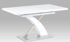 Rozkládací jídelní stůl 140+40x90 cm, bílý mat / nerez
