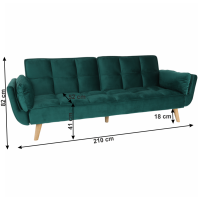 Rozkládací pohovka KAPRERA NEW, smaragdový samet / buk