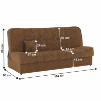 Pohovka, rozkládací s úložným prostorem, látka zlaty + vzor, ASIA NEW