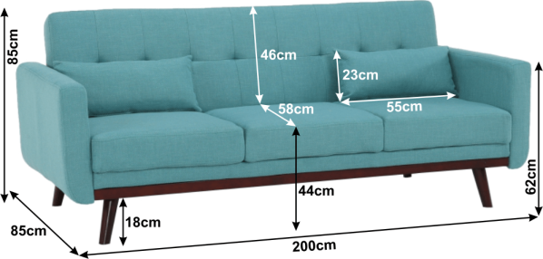 Rozkládací pohovka ARKADIA, tyrkysová