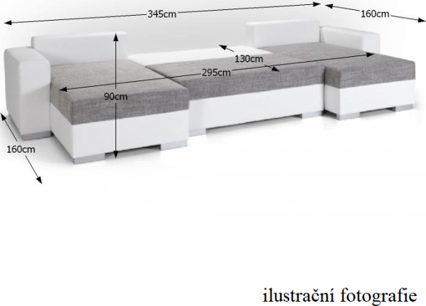 Sedací souprava, s úložným prostorem, bílošedá, ESTEVAN