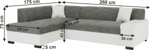 Sedací souprava MINERVA, bílá/šedý melír, levá