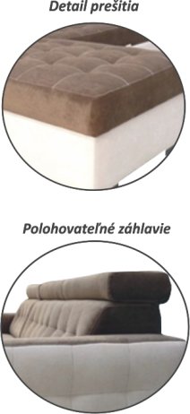 Sedací souprava, rohová L, rozkládací, béžovo/hnědá, VENUS