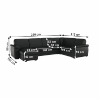 Sedací souprava ve tvaru U, levé provedení, ekokůže černá, BITER U