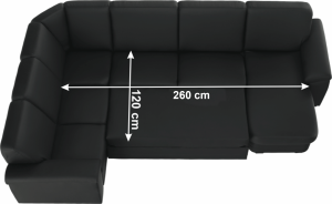 Sedací souprava ve tvaru U, pravé provedení, ekokůže černá, BITER U