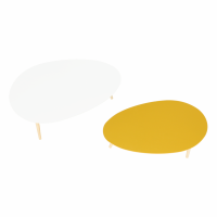 Set 2 konferenčních stolků DOBLO, bílá / žlutomedová